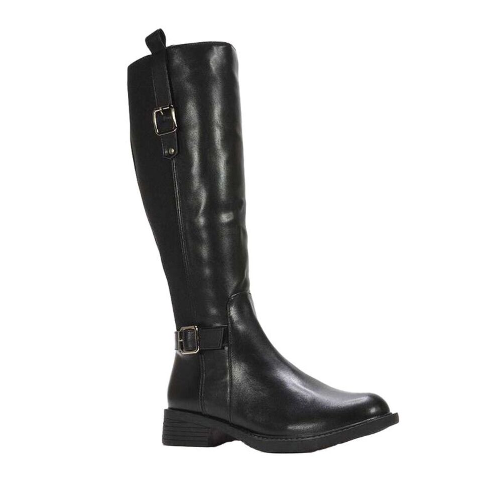 XY London Womens/Ladies Seraphine Knee-High Stretch Low Heel Riding Boots / Blac